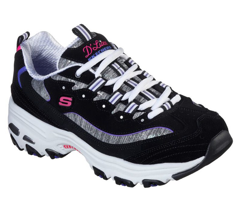 Skechers D'lites - Sparkling Rain - Womens Sneakers Black/Purple [AU-IJ9110]